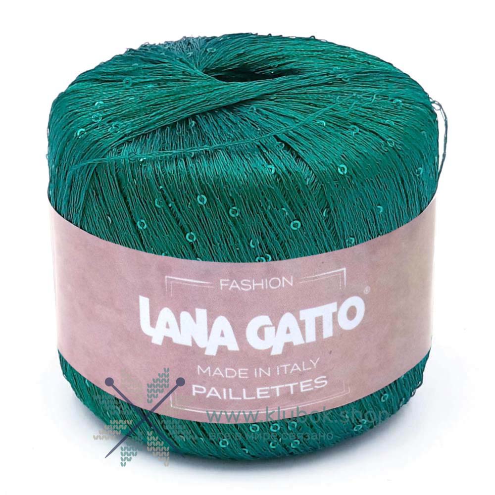 Пряжа Lana Gatto Paillettes цвет 8937, Изумрудный