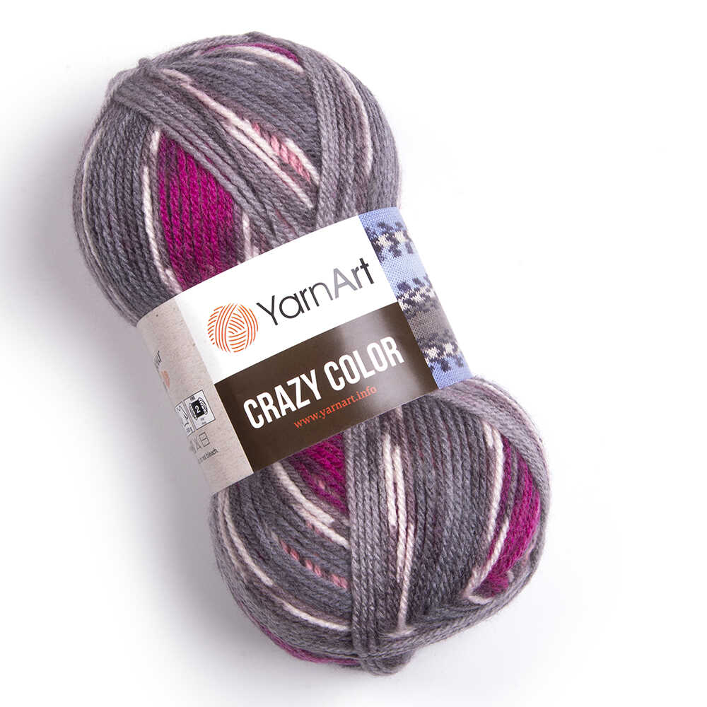 Пряжа Crazy Color от YarnArt цвет 176, Бордовый / розовый