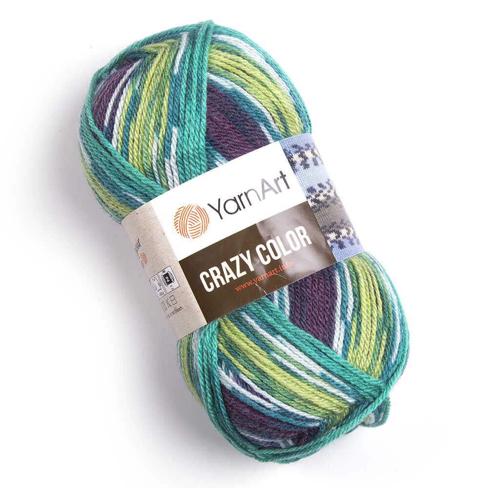 Пряжа Crazy Color от YarnArt цвет 178, Бирюзовый / зеленый / синий