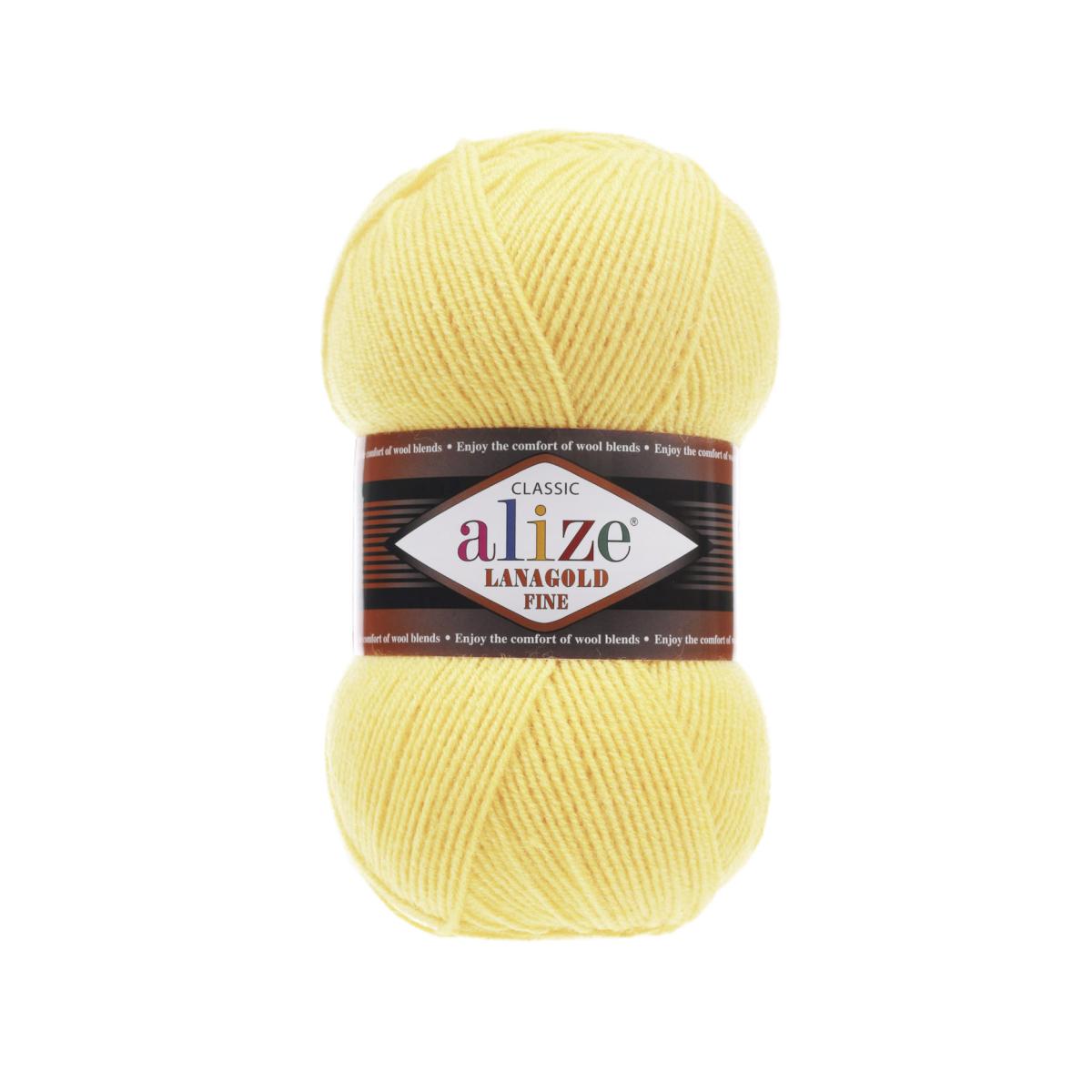 Пряжа Alize Lanagold Fine цвет 187, Лимонный