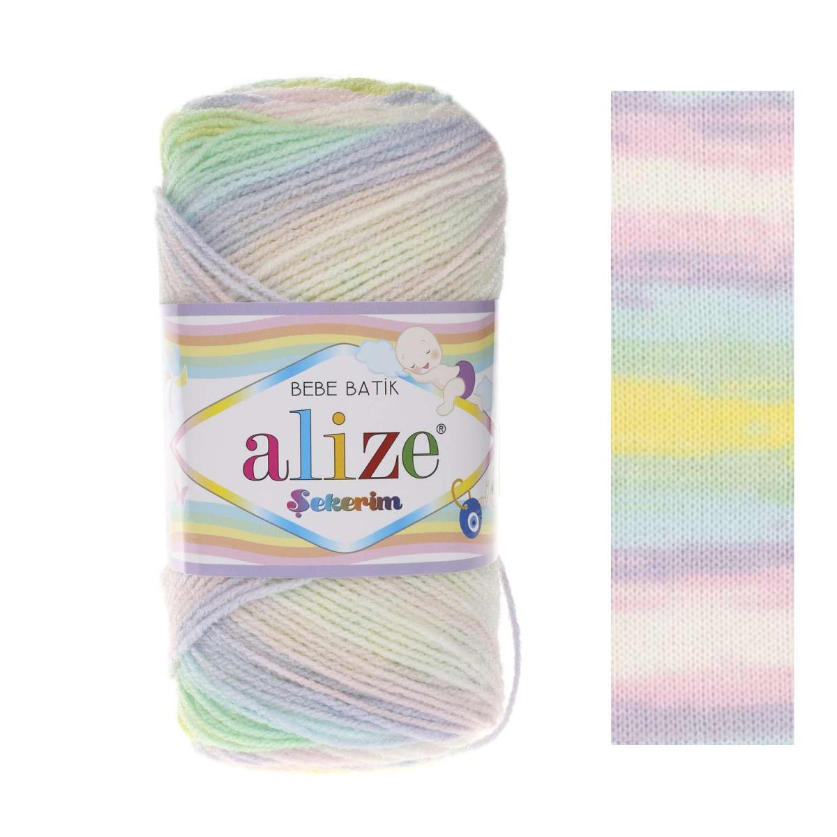 Пряжа Alize Sekerim Batik цвет 2132, Голубой / мятный / розовый