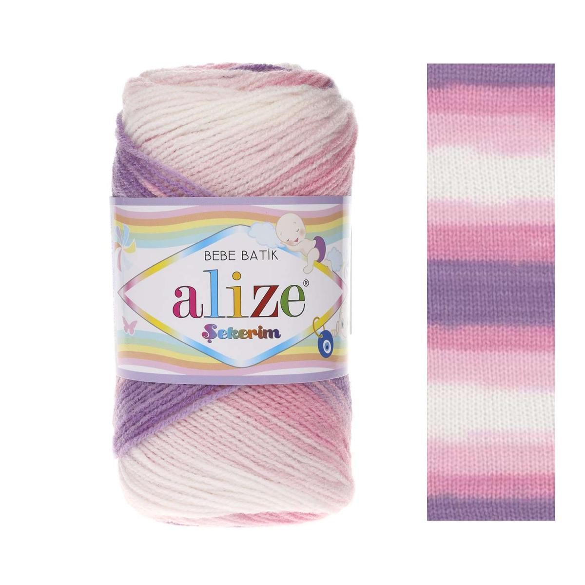 Пряжа Alize Sekerim Batik цвет 2135, Сиреневый/розовый/белый