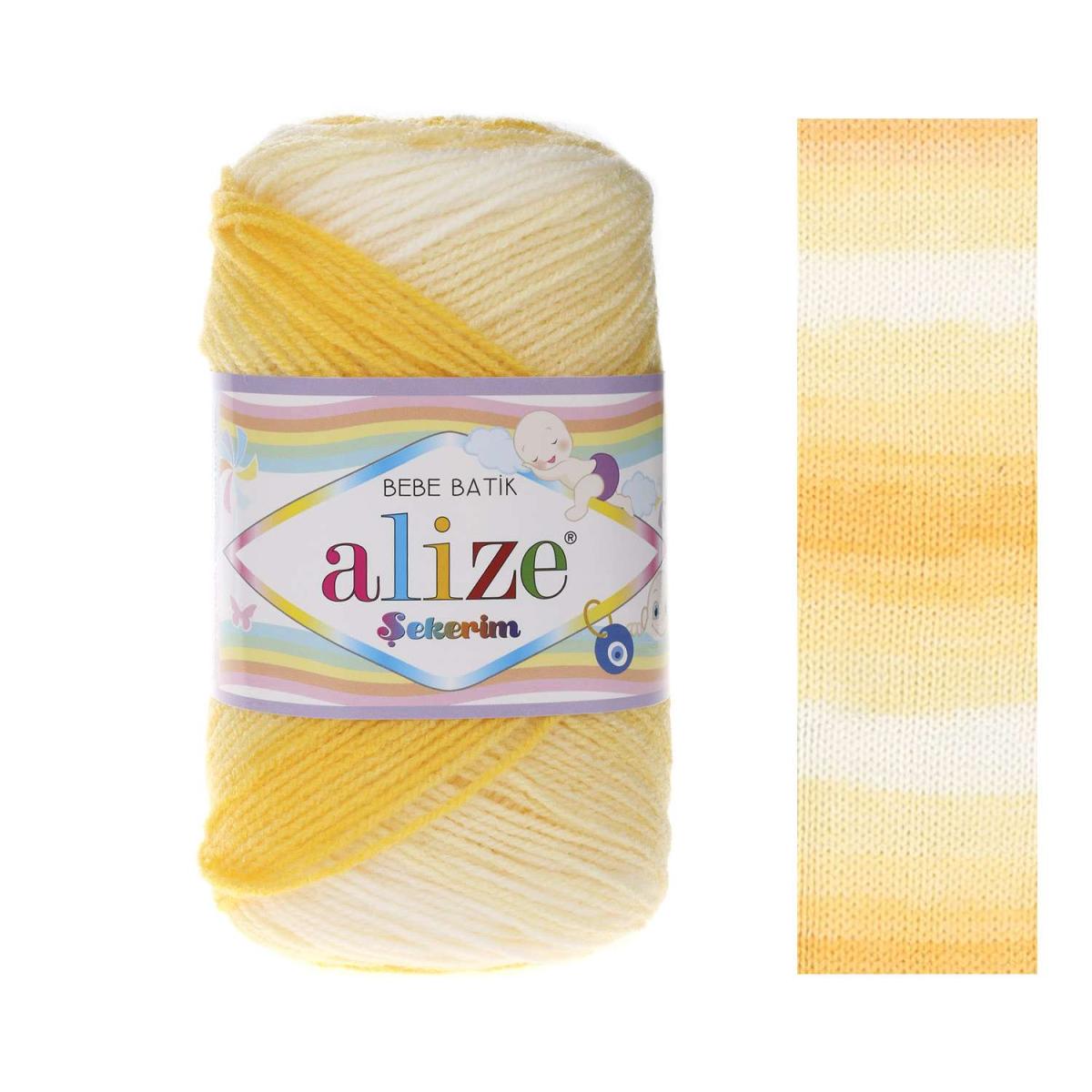 Пряжа Alize Sekerim Batik цвет 6318, Желтый / белый