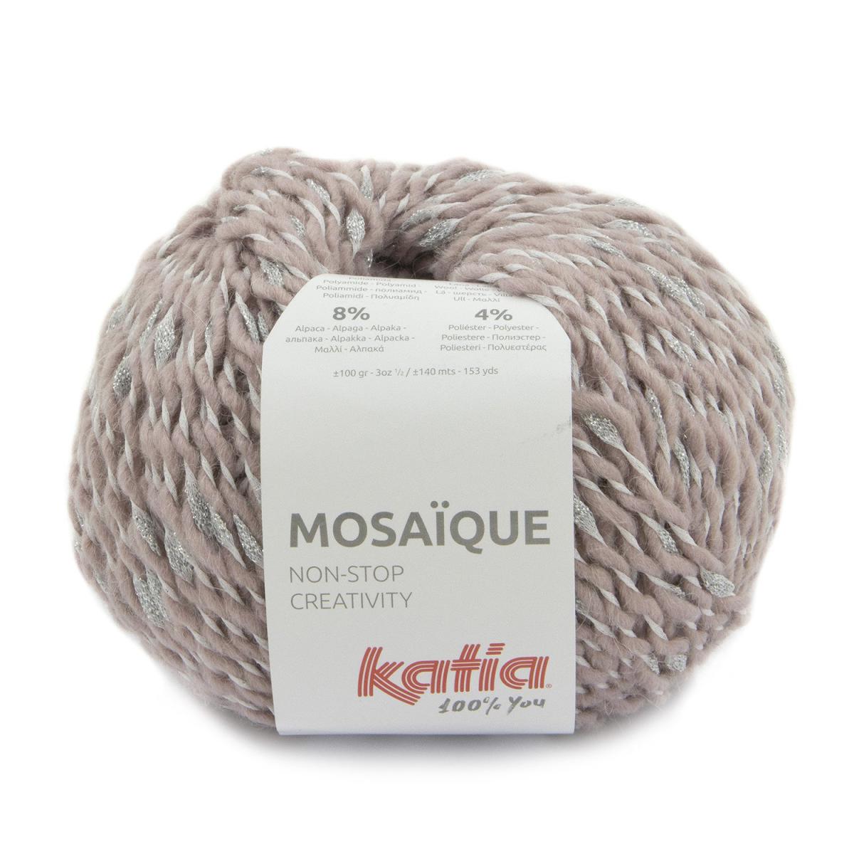 Пряжа Katia Mosaique цвет 201, Пыльная роза / серебро