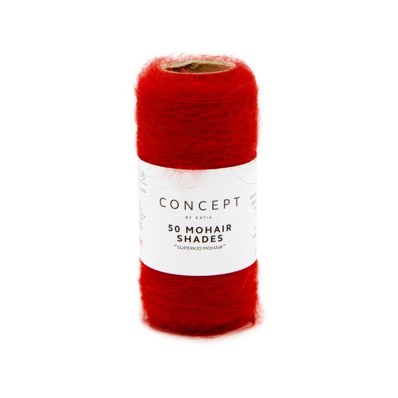 Пряжа Katia Mohair Shades цвет 043, Красный мак | мохер суперкид, шерсть и полиамид