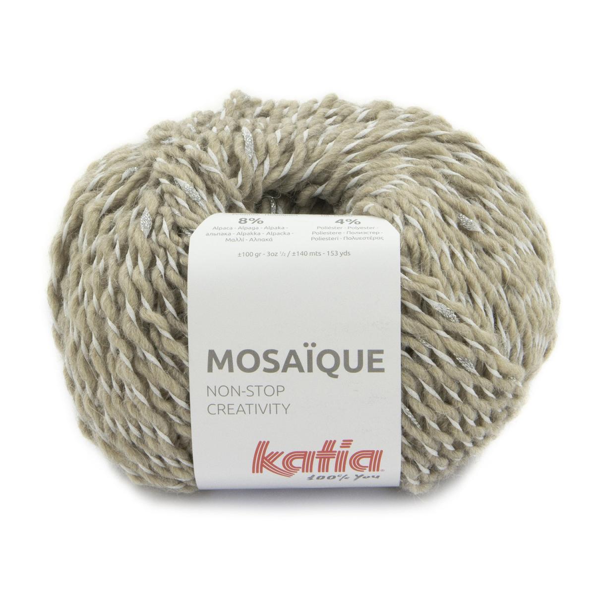 Пряжа Katia Mosaique цвет 205, Бежевый / серебристый