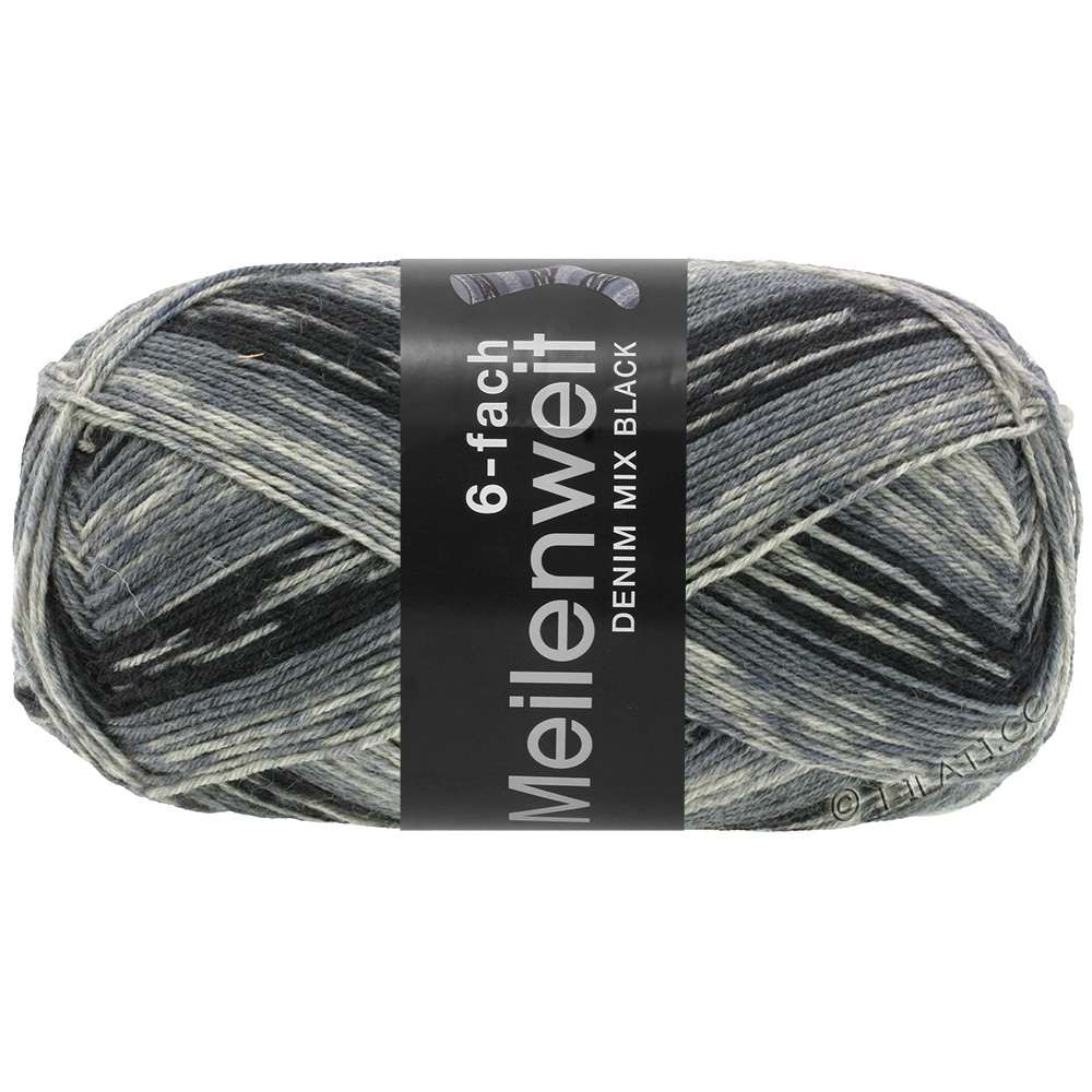 Пряжа Meilenweit 6-PLY 150g Denim Mix Black цвет 9595