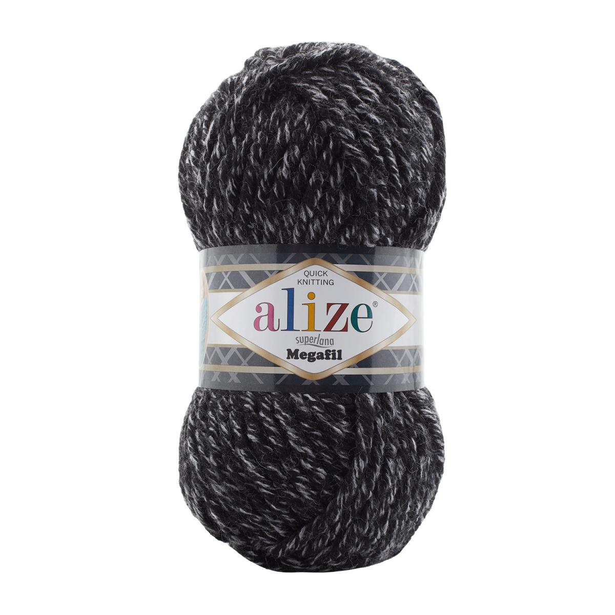 Пряжа Alize Superlana Megafil цвет 800, Антрацитовый жаспе