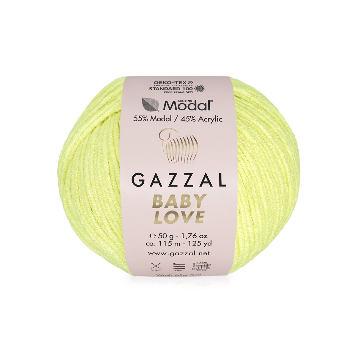Пряжа Gazzal Baby Love цвет 1608, Светлый лимон
