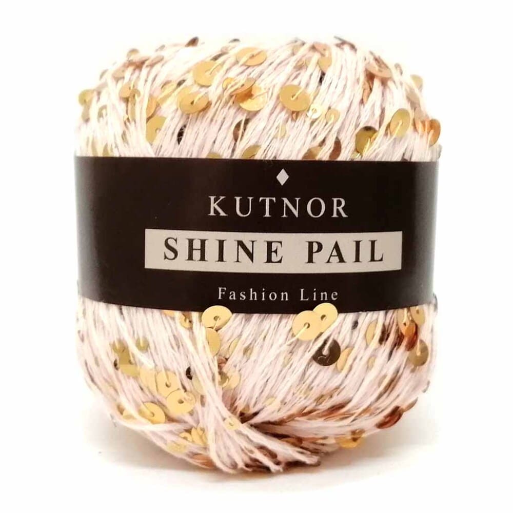 Пряжа Kutnor Shine Pail цвет 042, Кремовый / пайетки золото