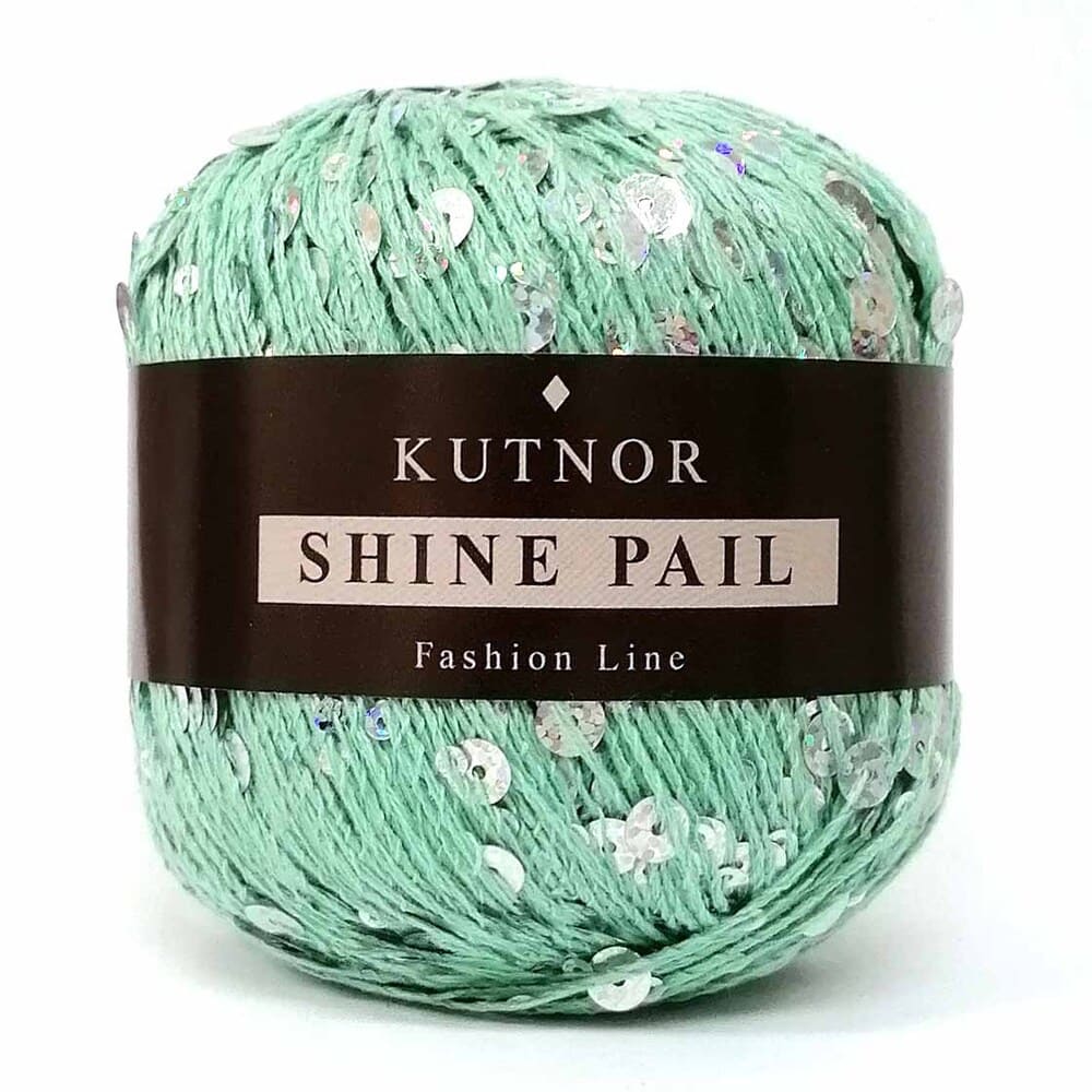 Пряжа Kutnor Shine Pail цвет 104, Салатовый / пайетки серебро