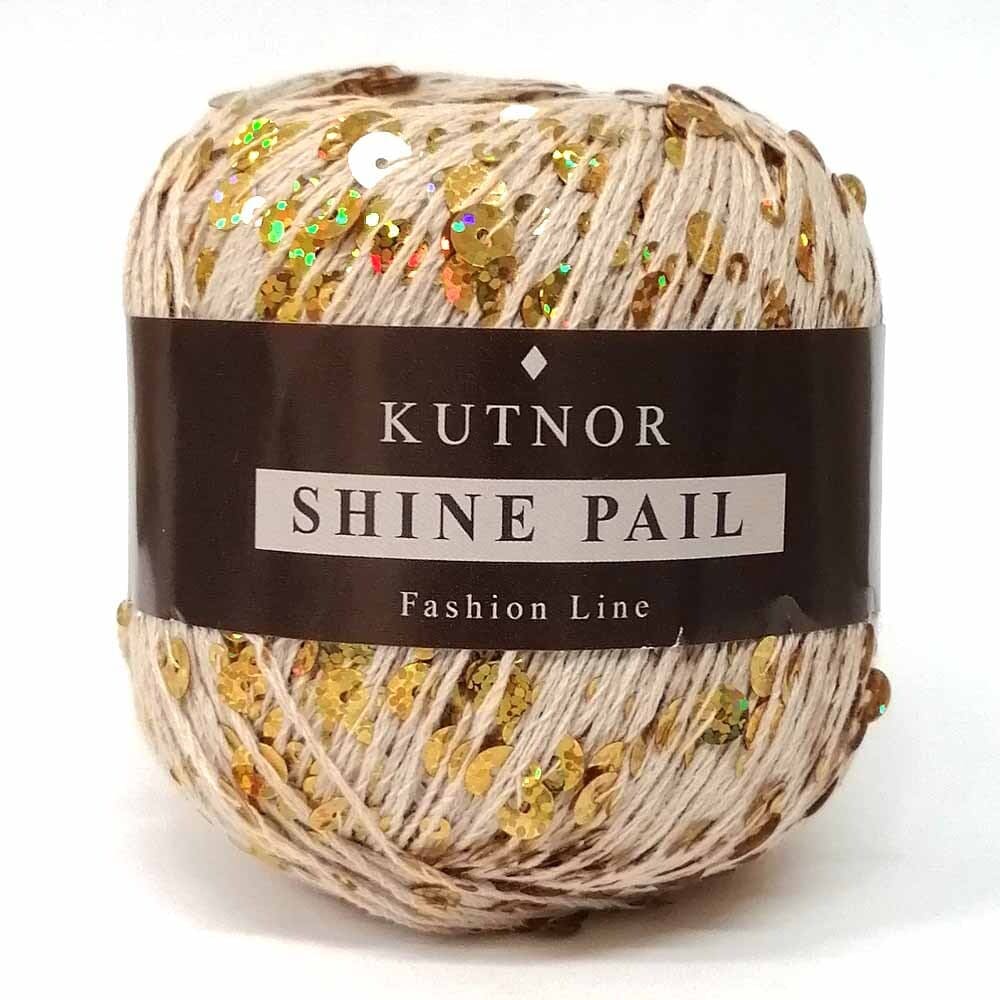 Пряжа Kutnor Shine Pail цвет 150, Светло - бежевый / пайетки золото