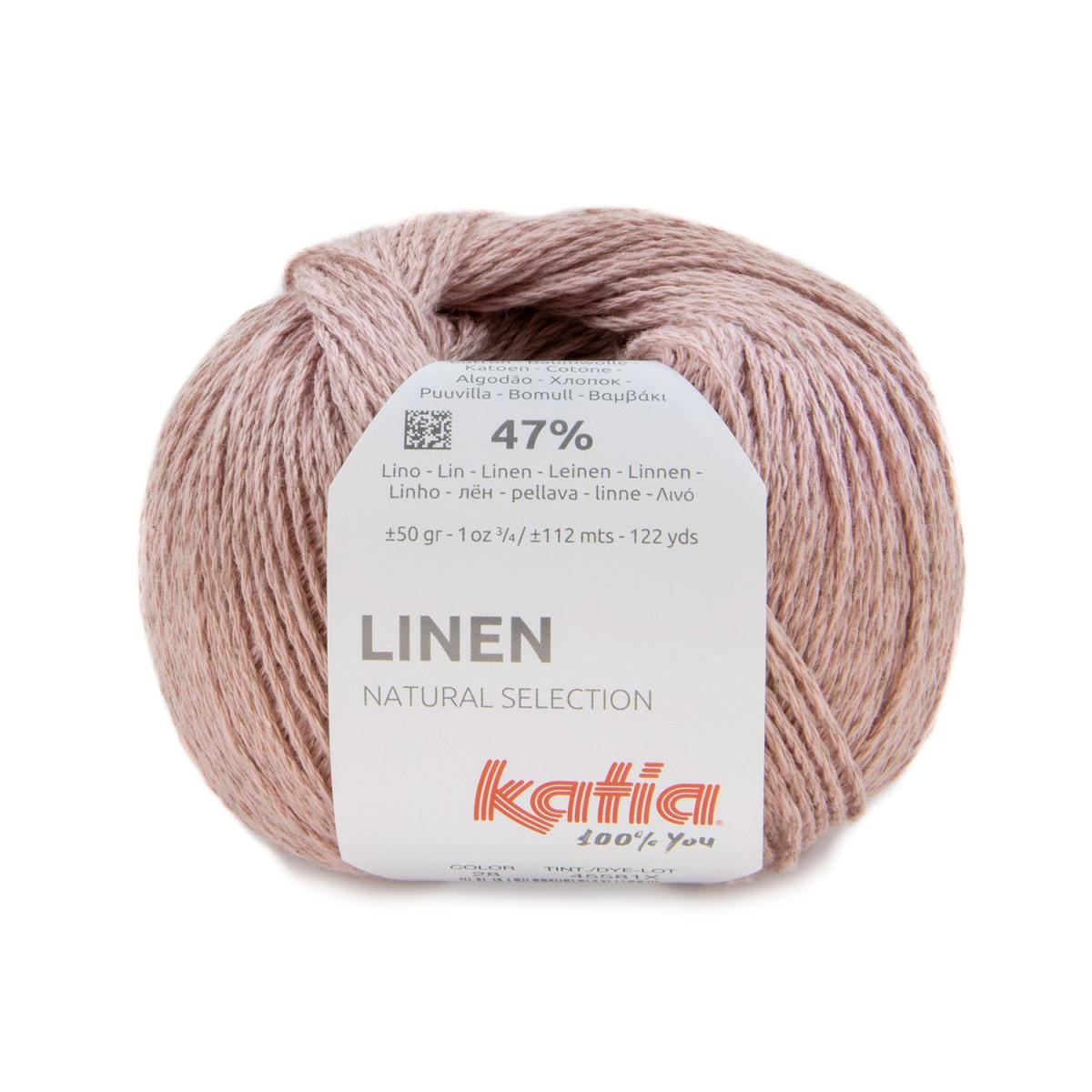 Пряжа Katia Linen цвет 028, Бежево - розовый меланжевый