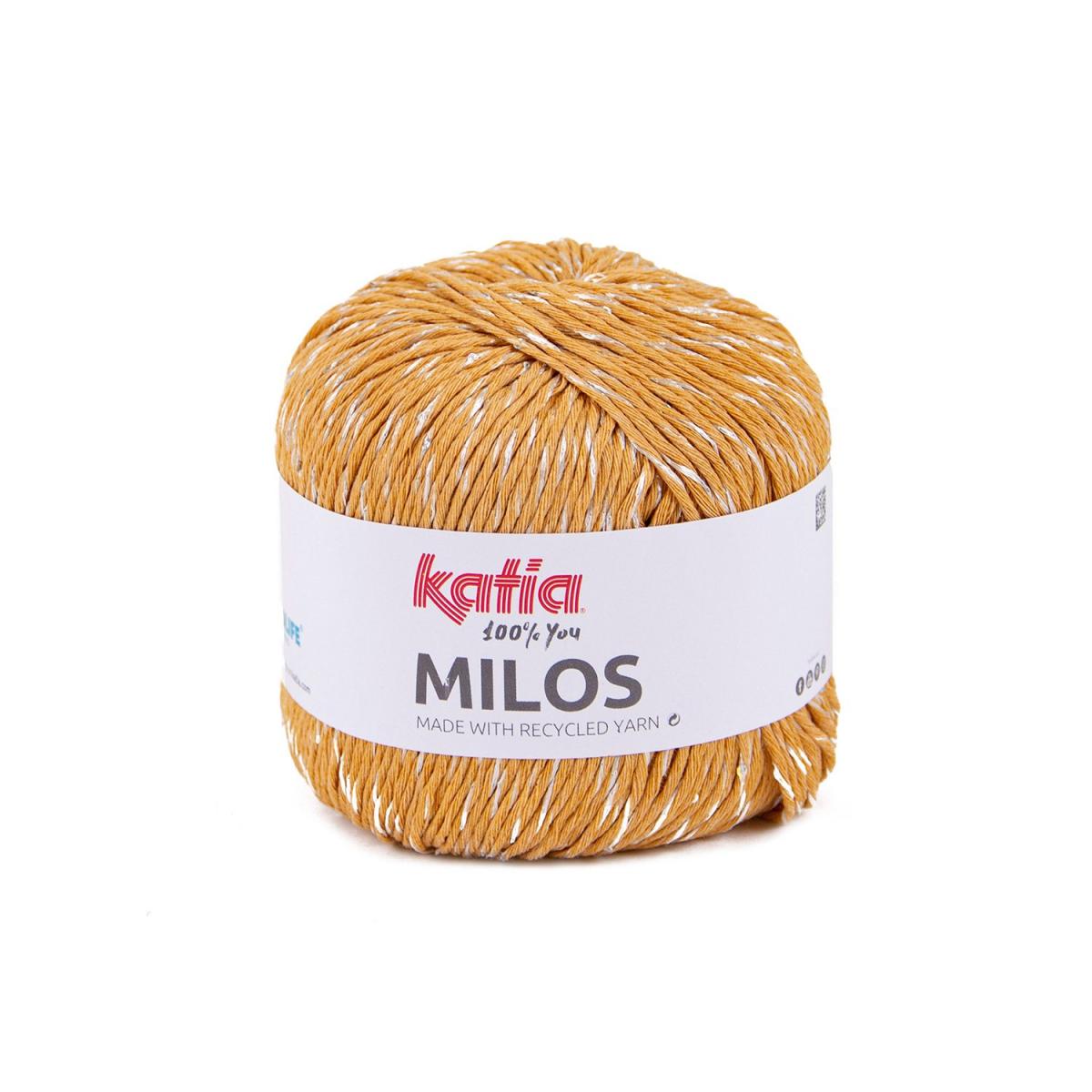 Пряжа Katia Milos цвет 88, Золотисто - песочный / перламутр / пайетка серебро
