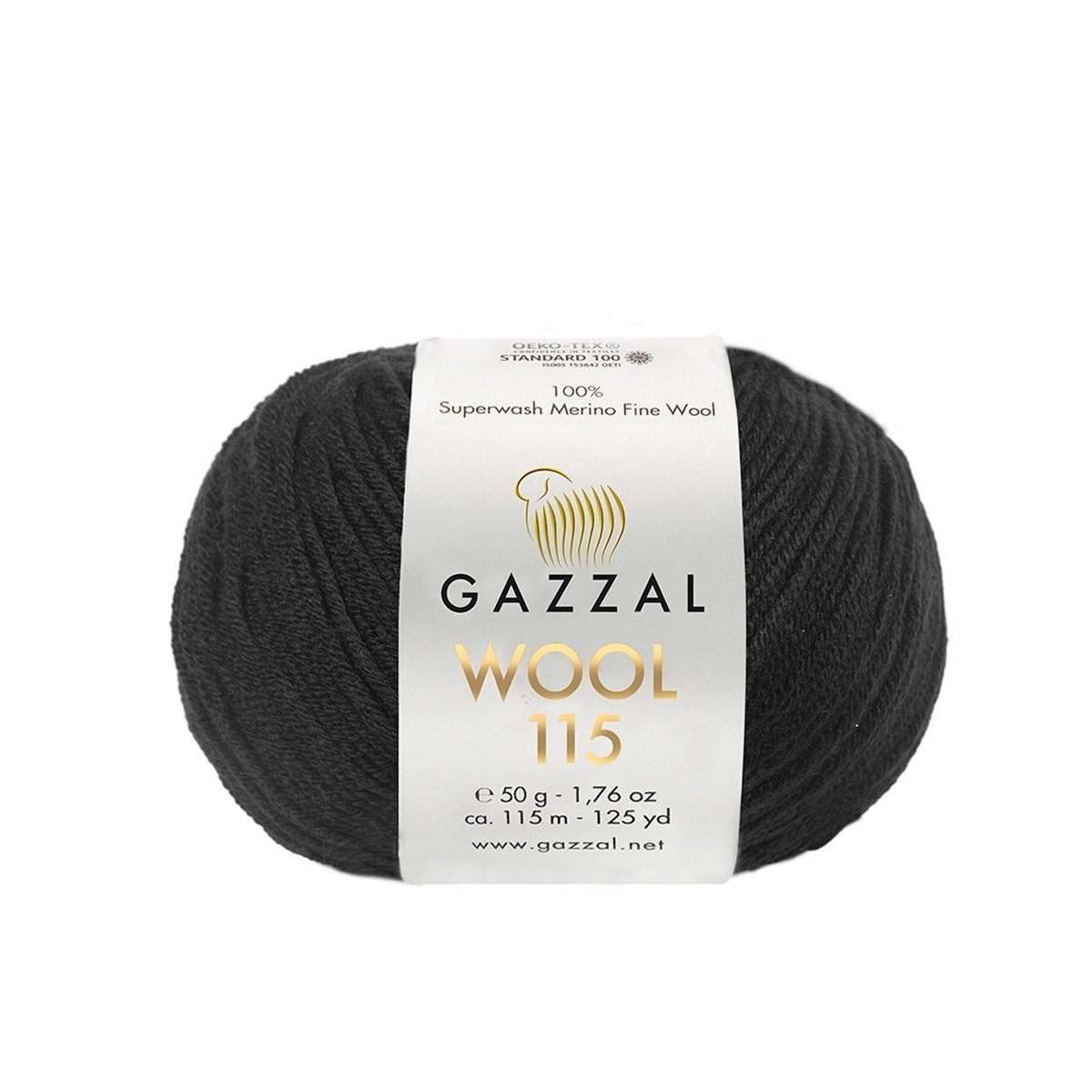 Пряжа Gazzal Wool 115 цвет 3307, Черный
