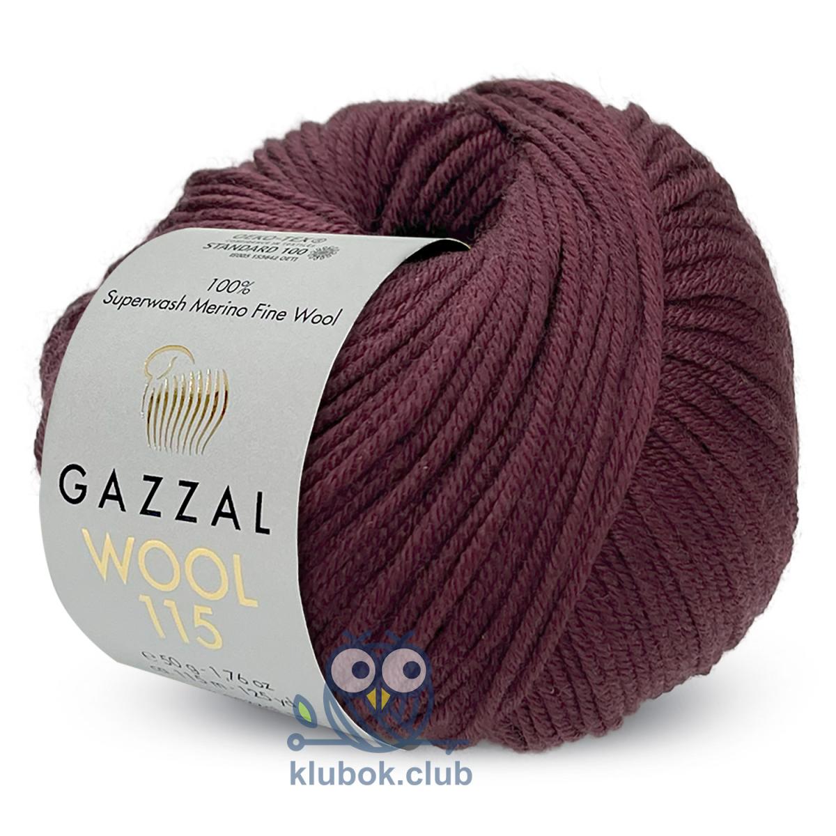 Пряжа Gazzal Wool 115 цвет 3320, Баклажан