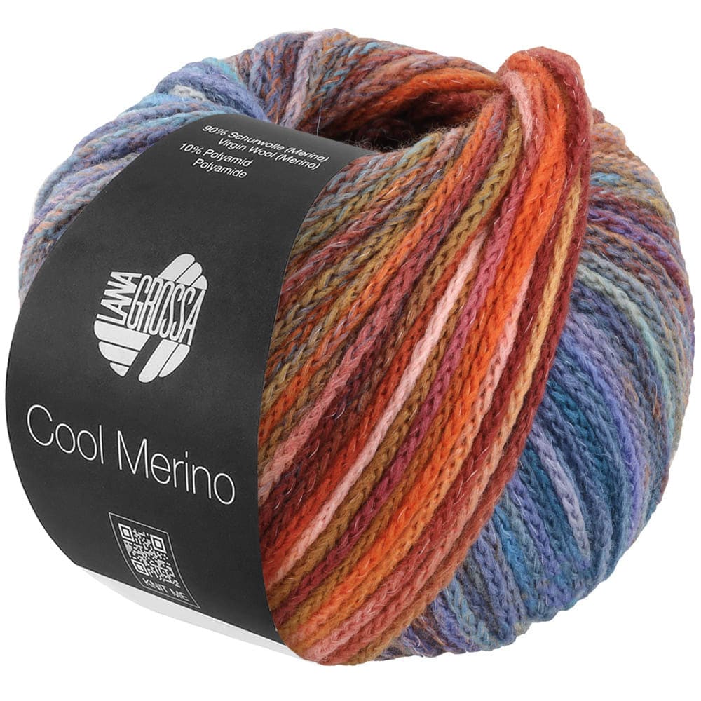 Пряжа Cool Merino Color цвет 317, Темно - красный / серо - коричневый / серо - фиолетовый / синий / сине - бирюзовый / серо - синий /