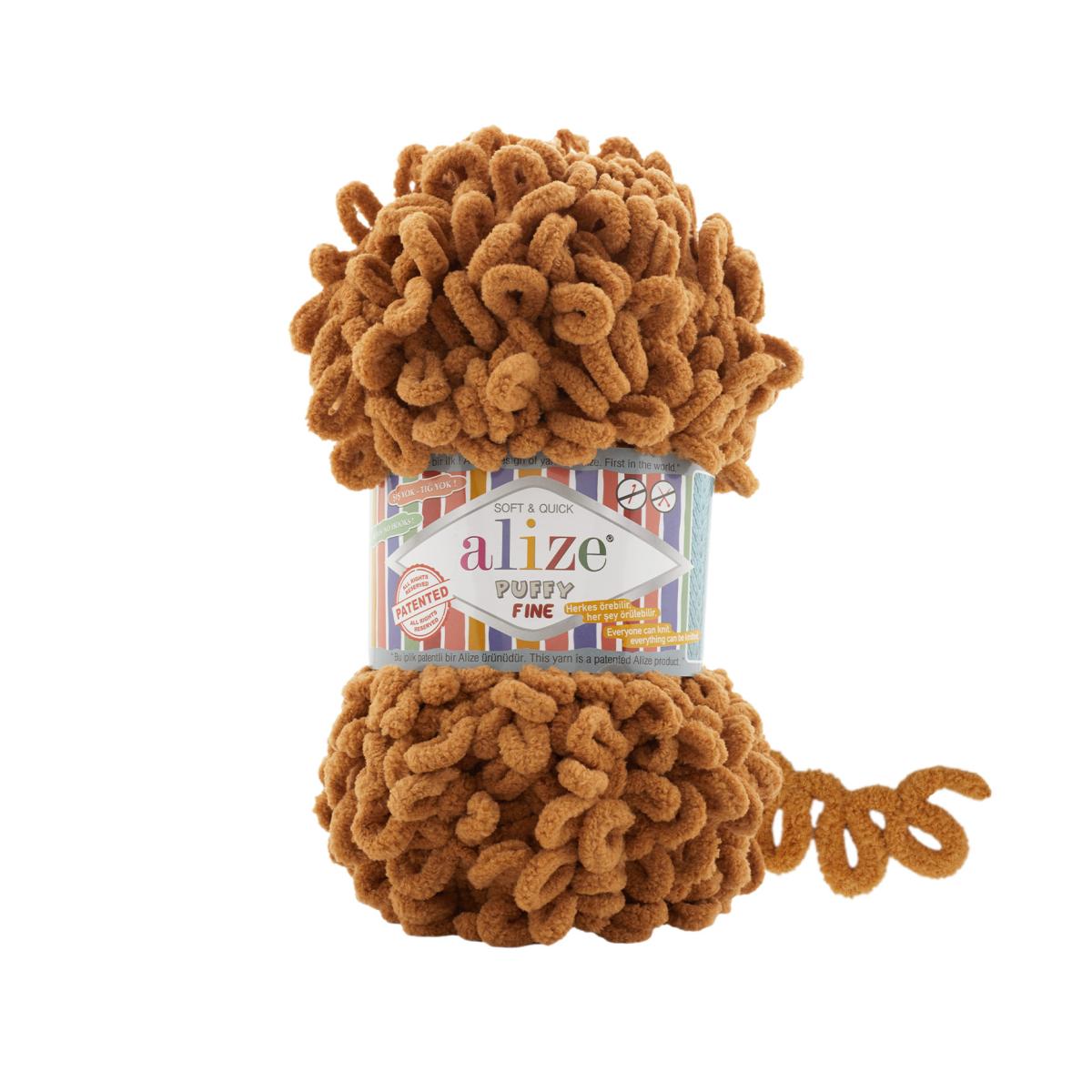 Пряжа Alize Puffy fine цвет 179, Карамель 