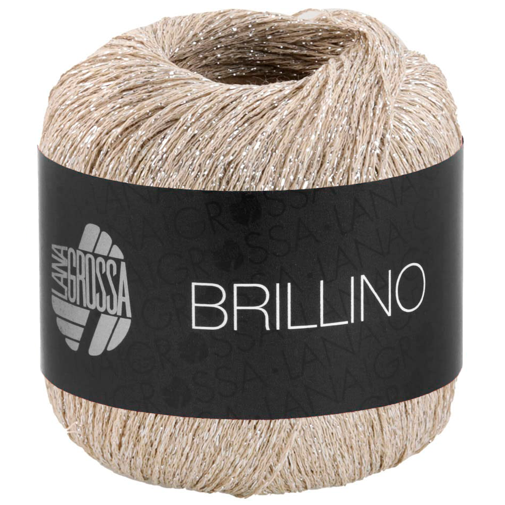 Пряжа Brillino цвет 039, Бежевый / люрекс серебро