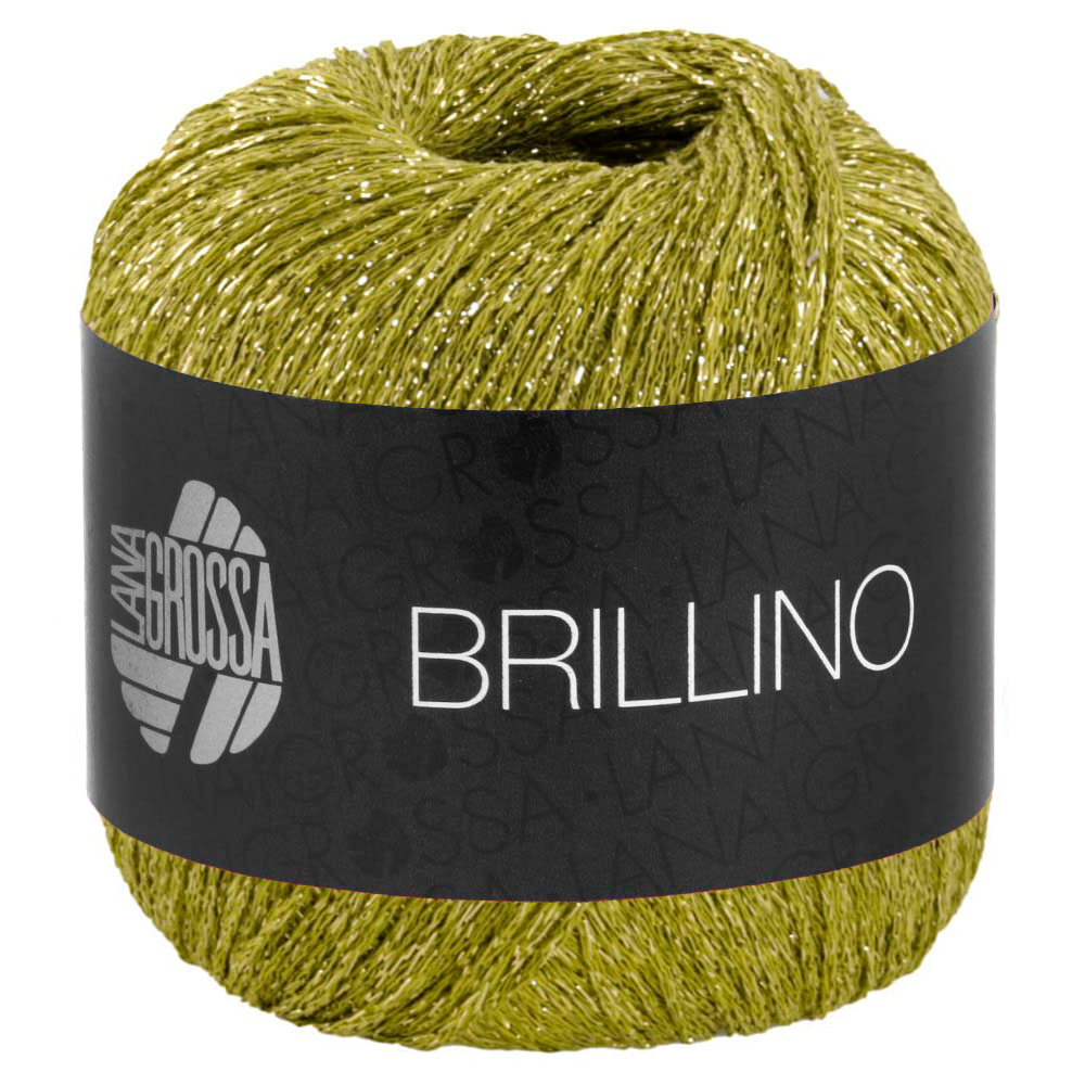 Пряжа Brillino цвет 042, Оливковый / люрекс золото