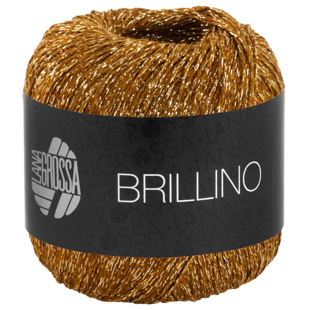 Пряжа Brillino цвет 037, Хаки коричневый / люрекс золото