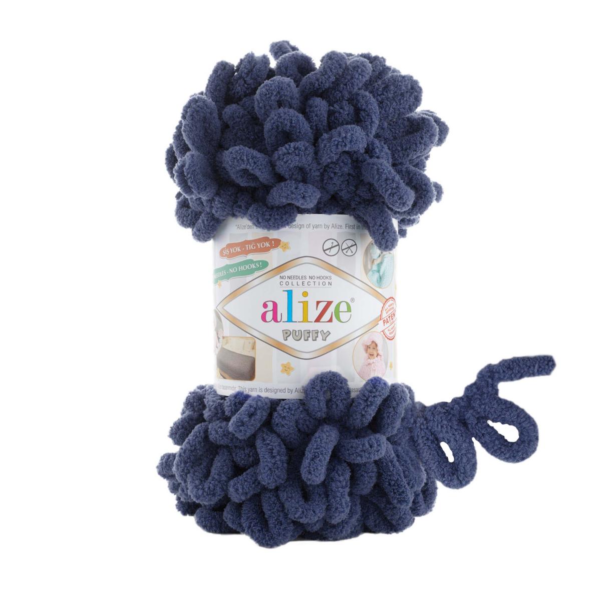 Пряжа Alize Puffy цвет 215, Темный джинс