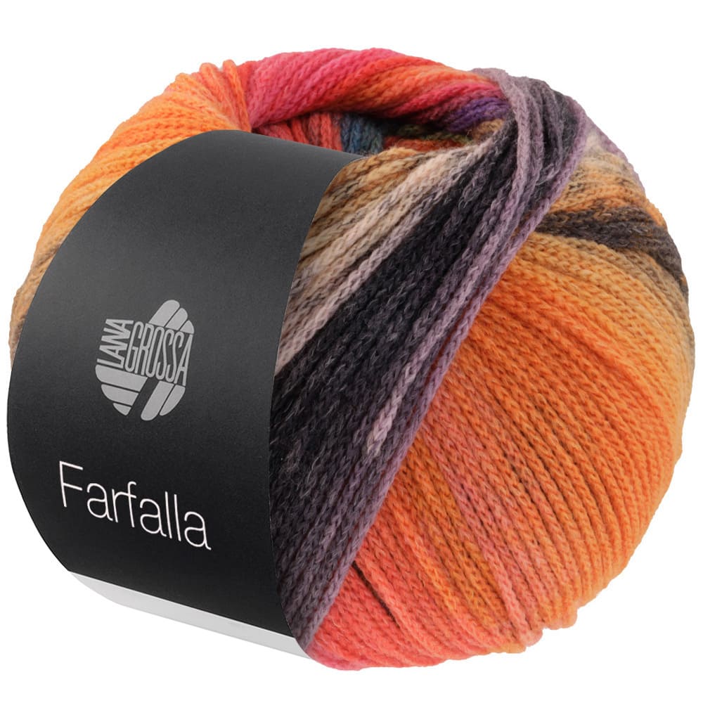 Пряжа Farfalla цвет 02, Розово - бежевый / серо - коричневый / оранжевый / светло - оранжевый / кофе мокко / темно - синий /