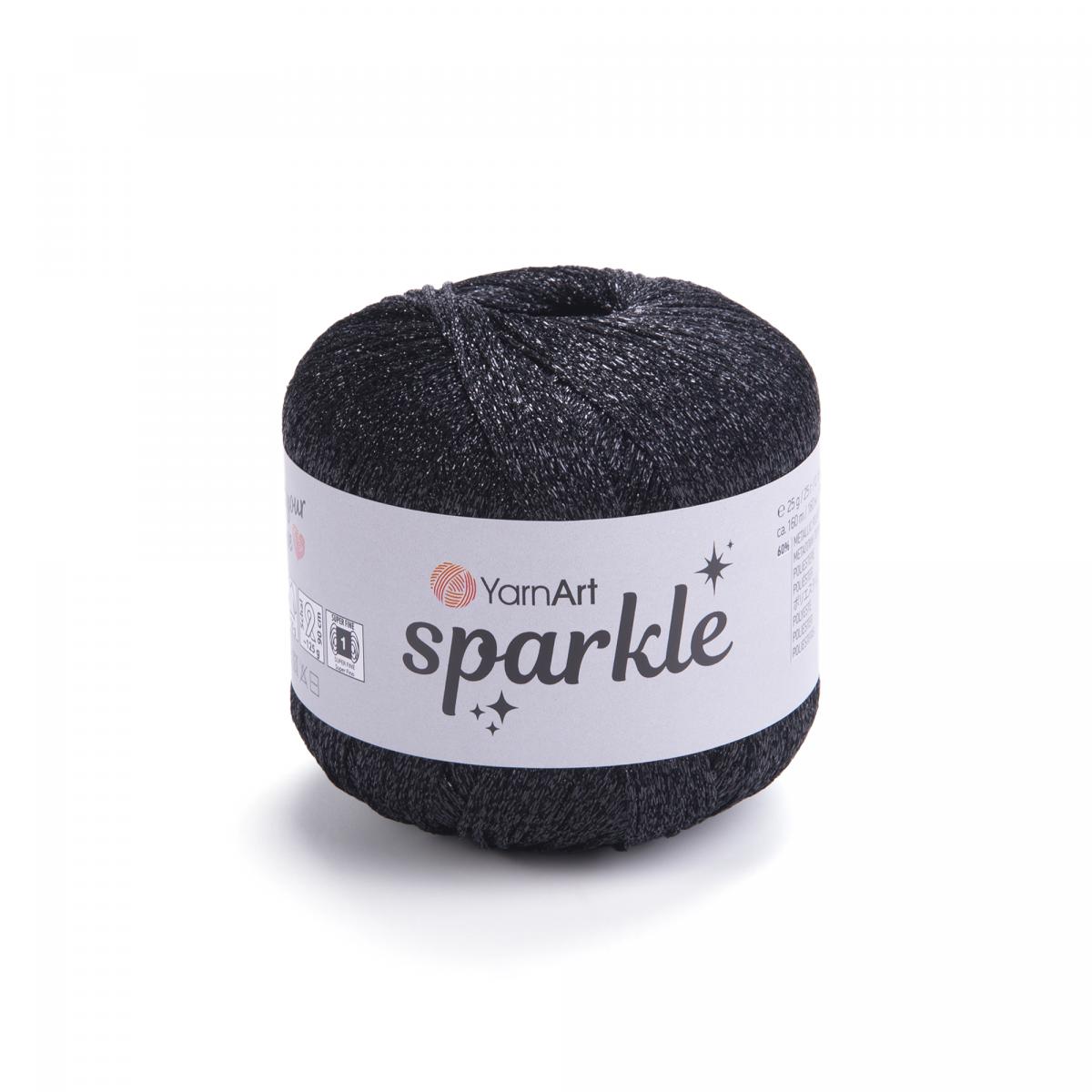 Пряжа Sparkle от YarnArt цвет 1360, Черный люрекс