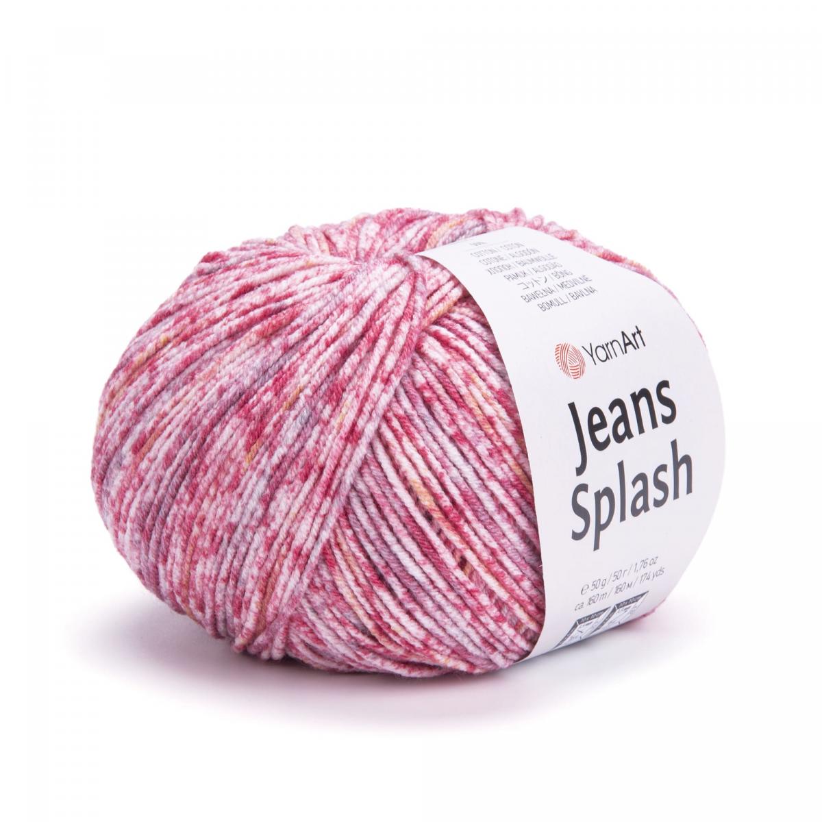 Пряжа Jeans Splash от YarnArt цвет 941, Коралловый / абрикос / белый