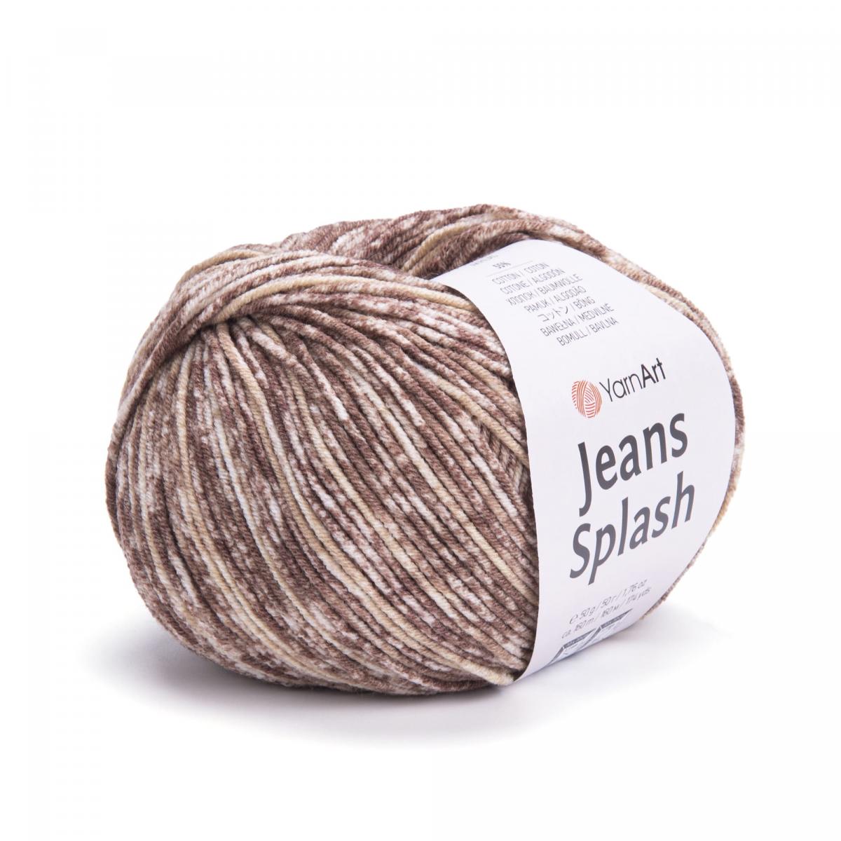 Пряжа Jeans Splash от YarnArt цвет 945, Коричневый / беж / белый