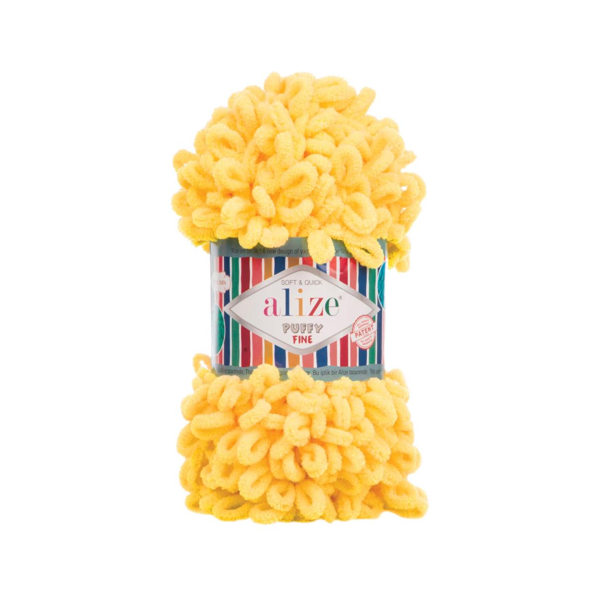 Пряжа Alize Puffy fine цвет 216, Желтый 