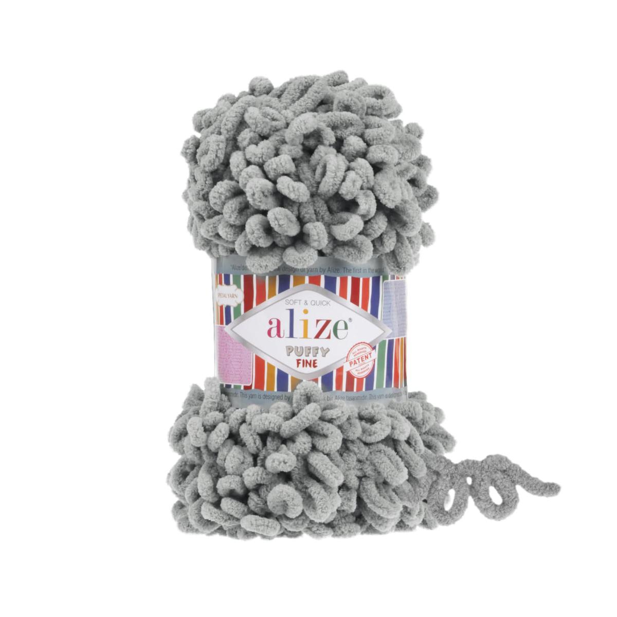 Пряжа Alize Puffy fine цвет 302, Серый 