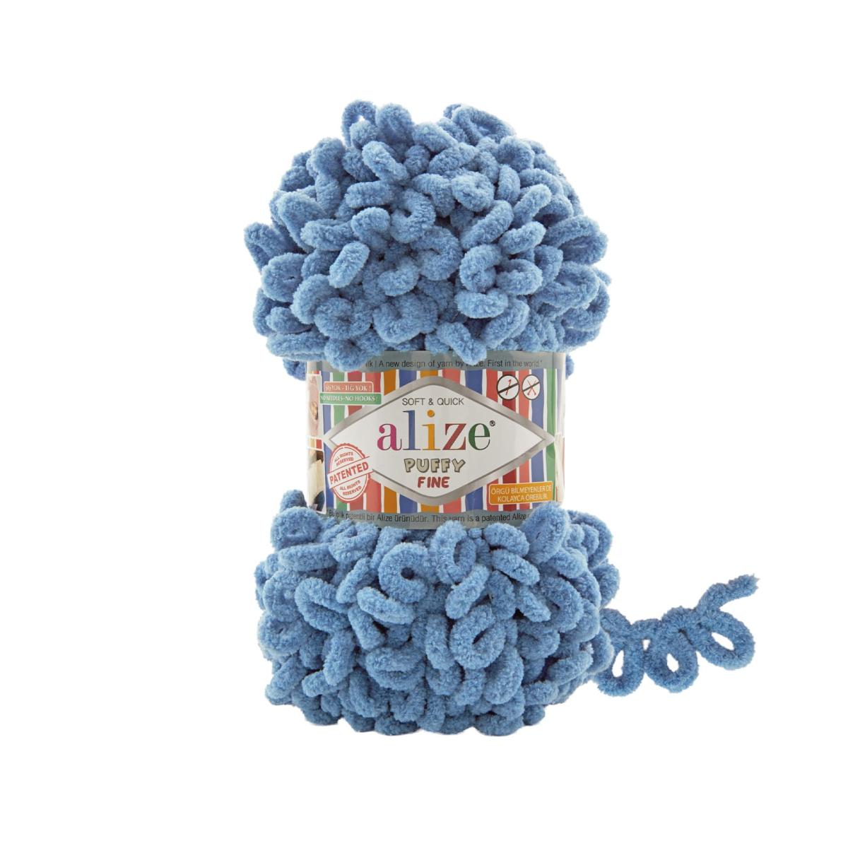 Пряжа Alize Puffy fine цвет 374, Светло - джинсовый 