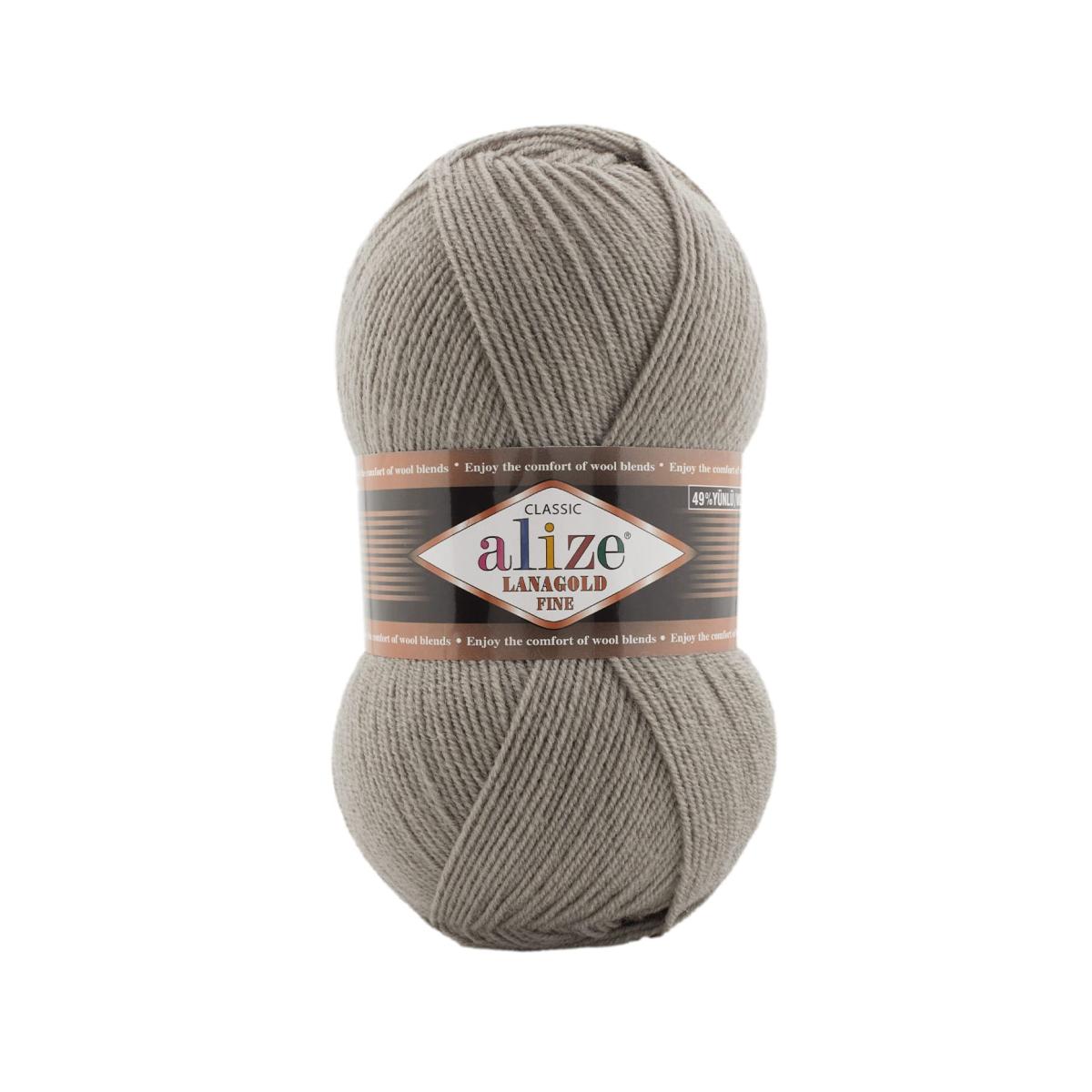 Пряжа Alize Lanagold Fine цвет 283, Серо - бежевый