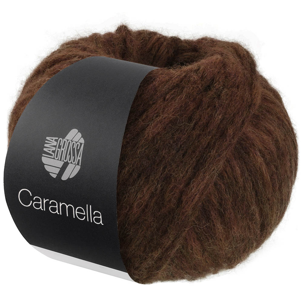 Пряжа Lana Grossa Caramella цвет 004, Коричневый шоколад — объёмная фантазийная пряжа с мериносом и беби альпакой 