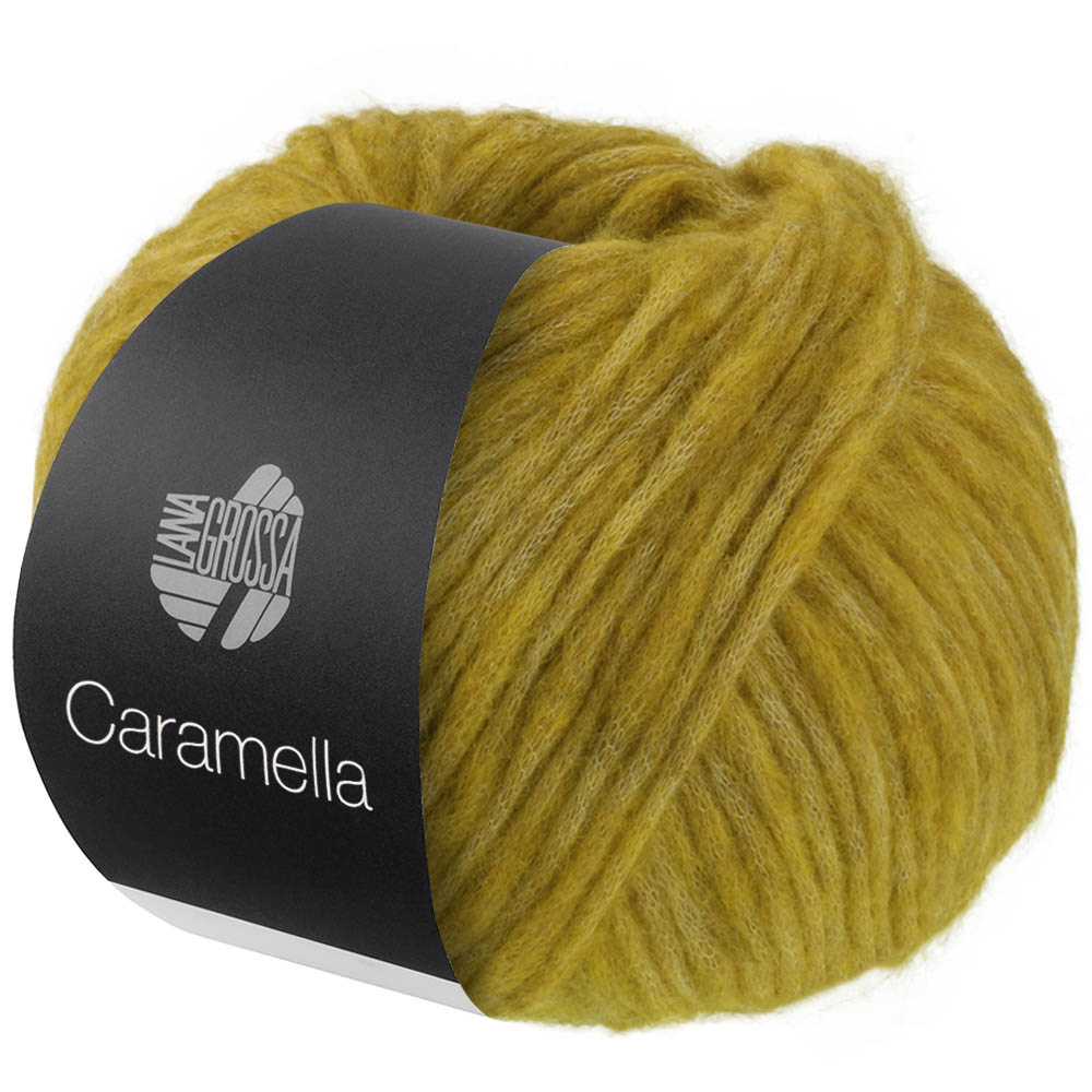 Пряжа Lana Grossa Caramella цвет 006, Горчично - желтый — объёмная фантазийная пряжа с мериносом и беби альпакой 