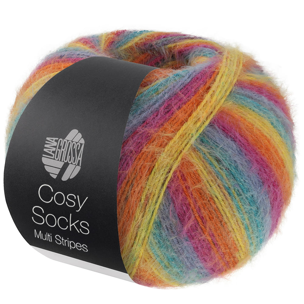 Пряжа ярких цветов Meilenweit 100 Cosy Socks Multi Stripes  для носков
