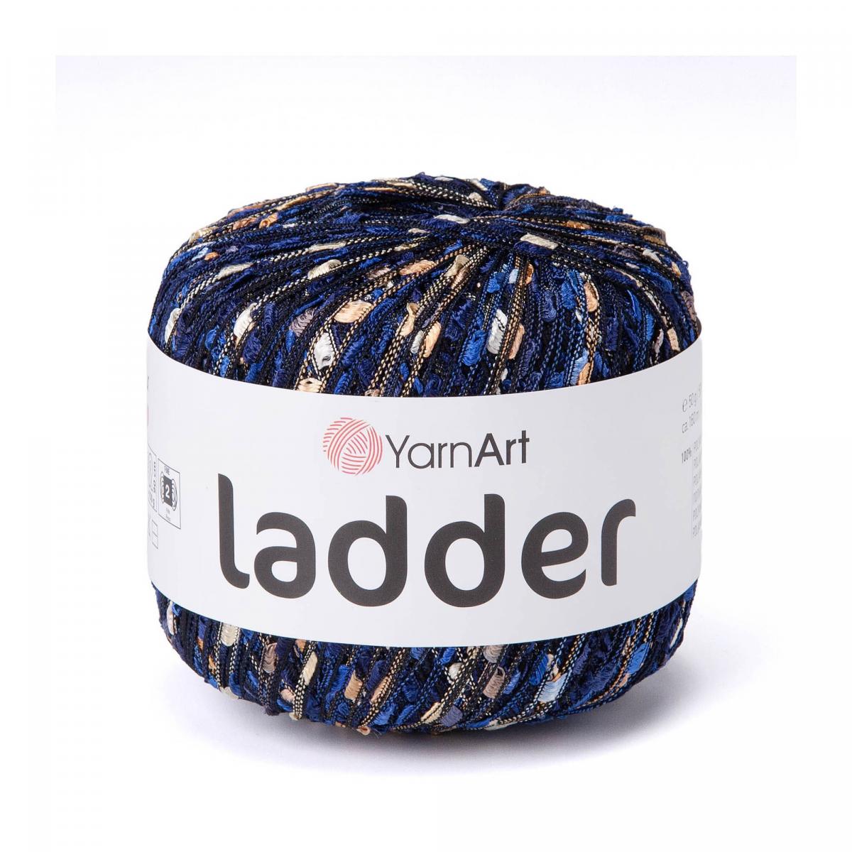 Пряжа Ladder от YarnArt цвет 7808, Темно-синий / бежевый / серый