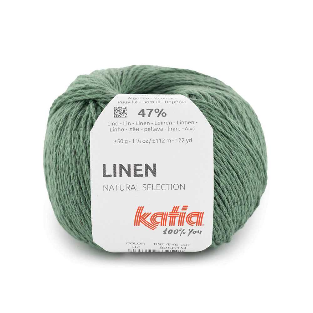 Пряжа Katia Linen цвет 037, Припыленный изумруд