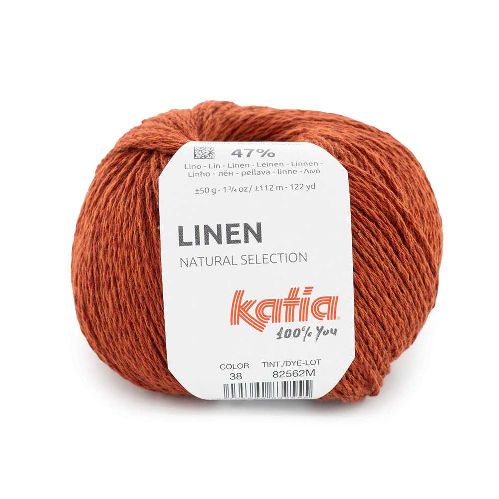 Пряжа Katia Linen цвет 038, Красно - коричневый