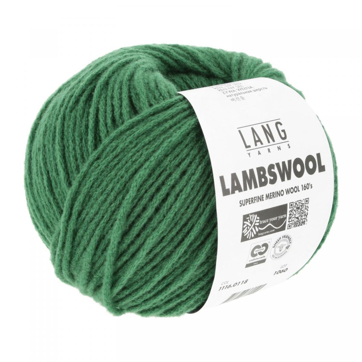 Пряжа Lang Yarns Lambswool цвет 0118, Изумрудный