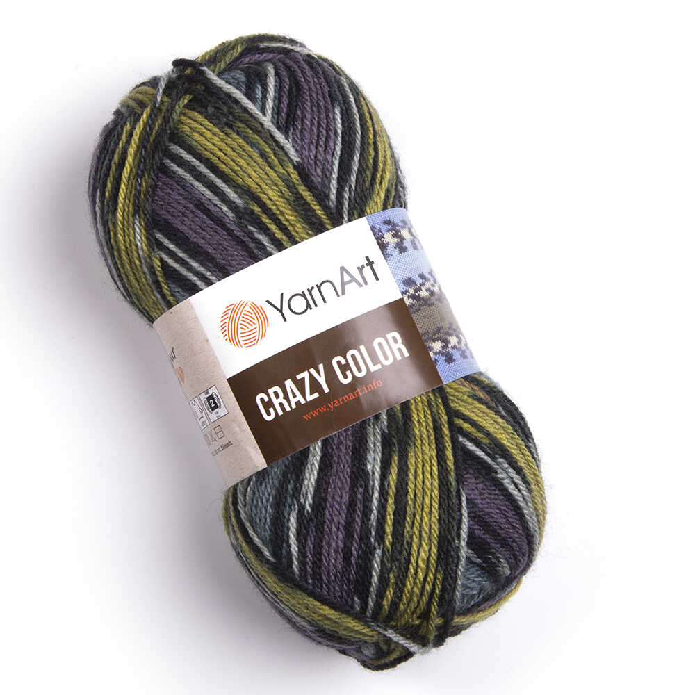 Пряжа Crazy Color от YarnArt цвет 170, Фиолетовый / голубой / беж / серый