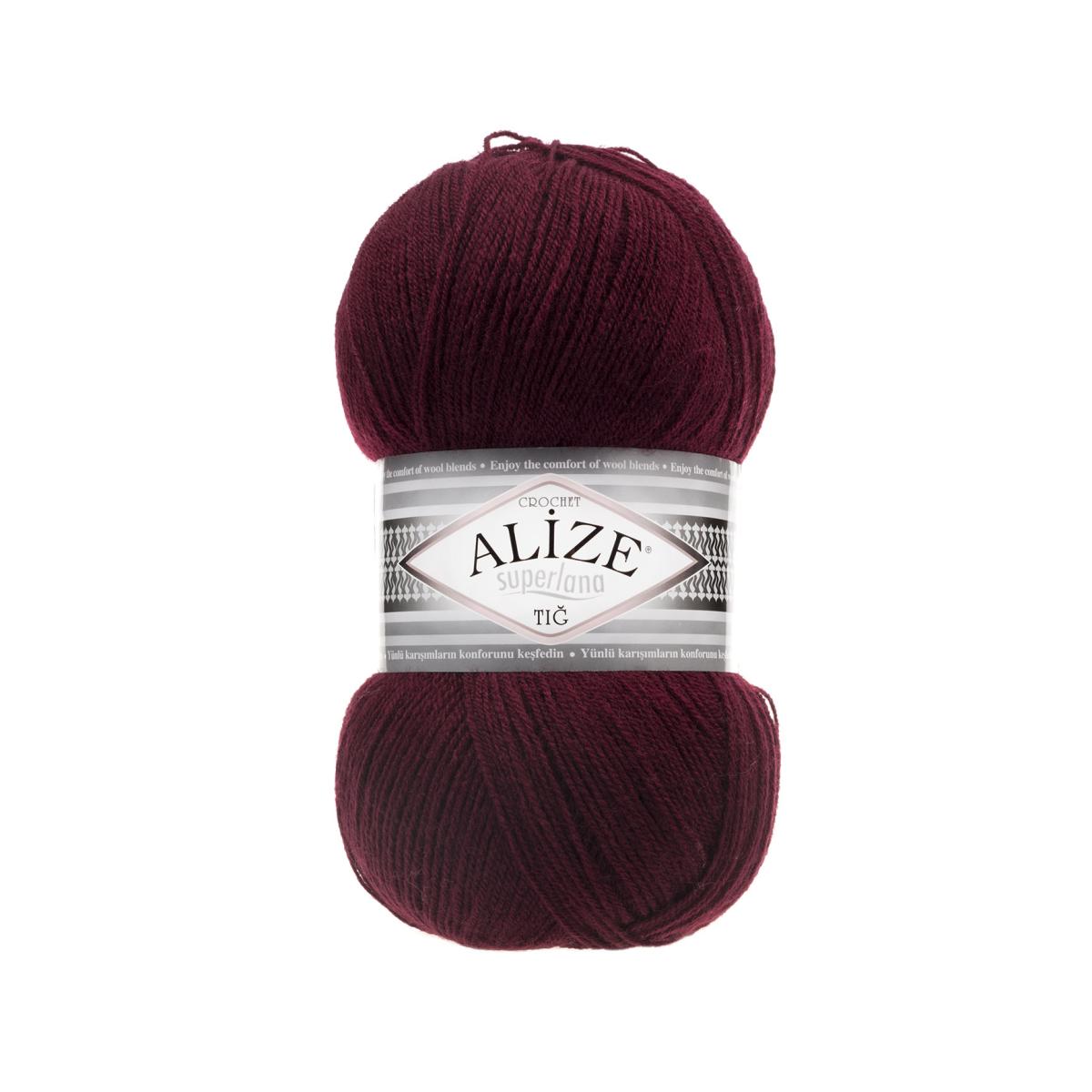 Пряжа Alize Superlana Tig цвет 57, Бордовый
