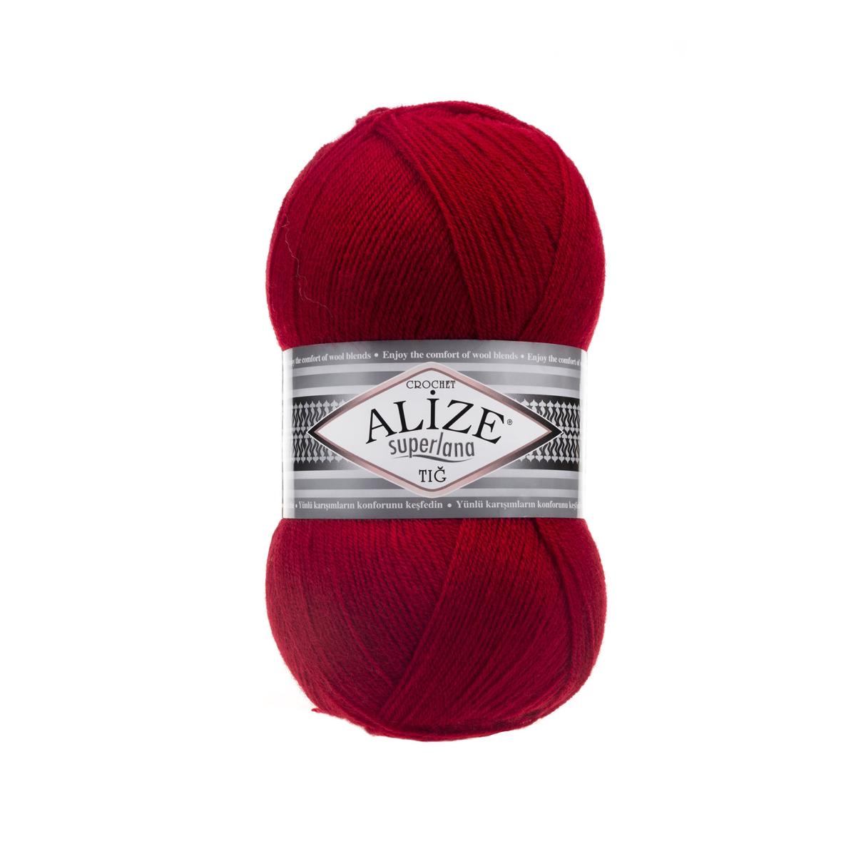 Пряжа Alize Superlana Tig цвет 56, Красный темный