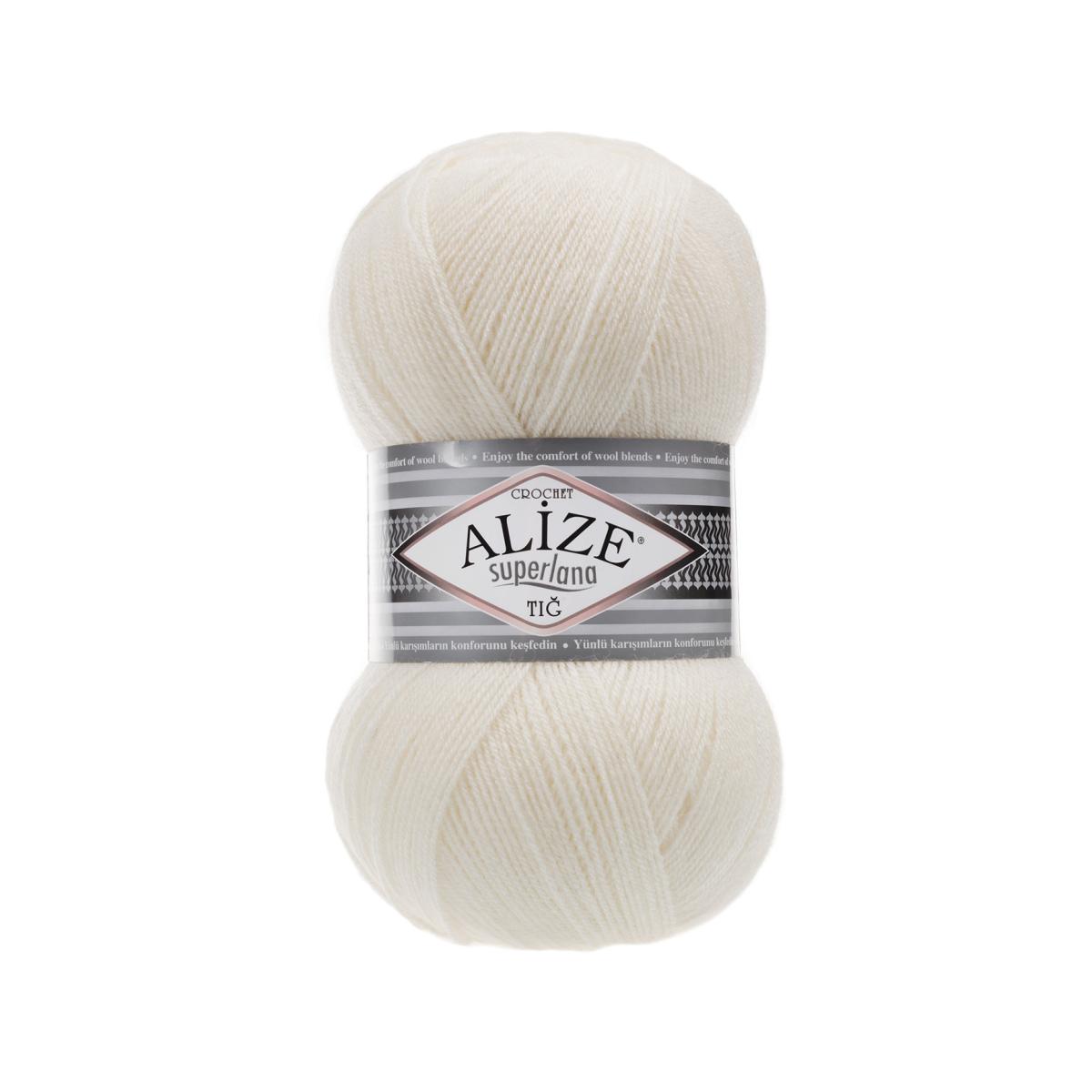 Пряжа Alize Superlana Tig цвет 62, Молочный