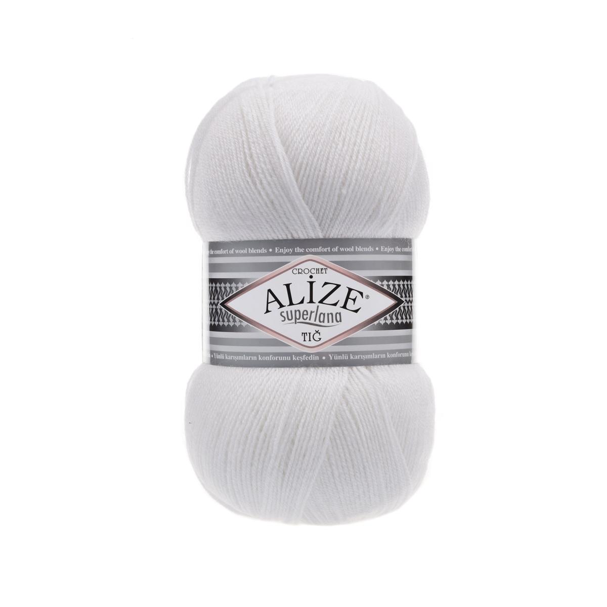 Пряжа Alize Superlana Tig цвет 55, Белый