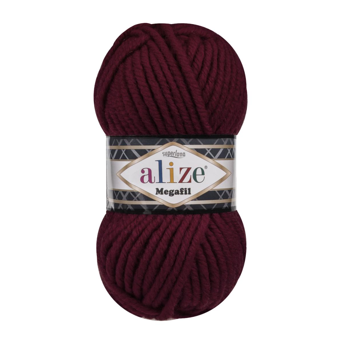 Пряжа Alize Superlana Megafil цвет 57, Бордовый