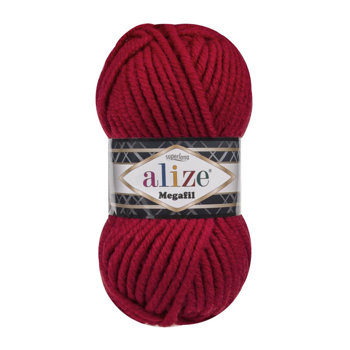 Пряжа Alize Superlana Megafil цвет 56, Красный темный