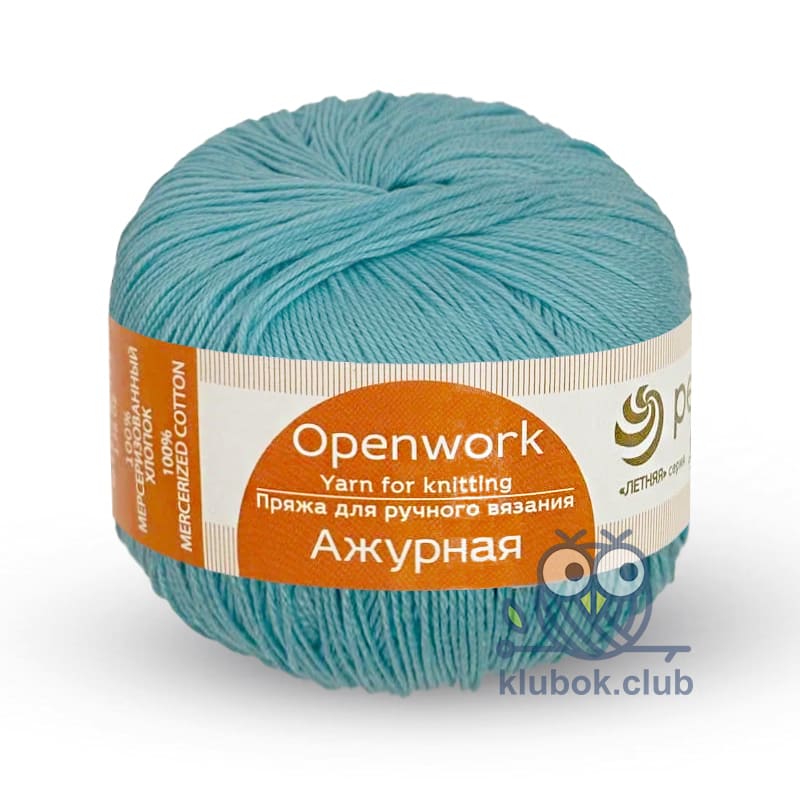 Моток пряжи Пехорка Ажурная цвет 63, Льдинка, 50 г / 280 м | 100% мерсеризованный хлопок