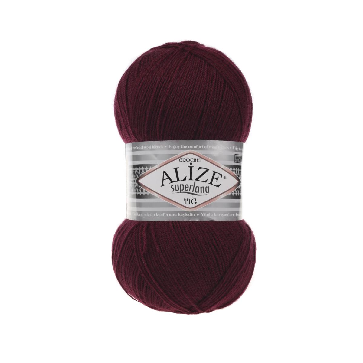 Пряжа Alize Superlana Tig цвет 495, Бордовый